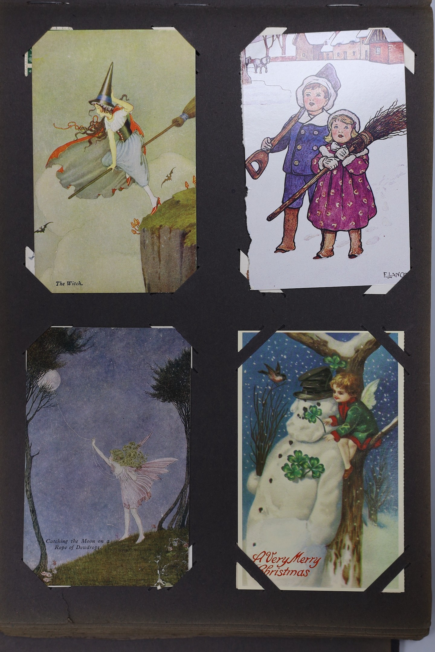 Two postcard albums: early matinee and film stars, topographical scenes and others